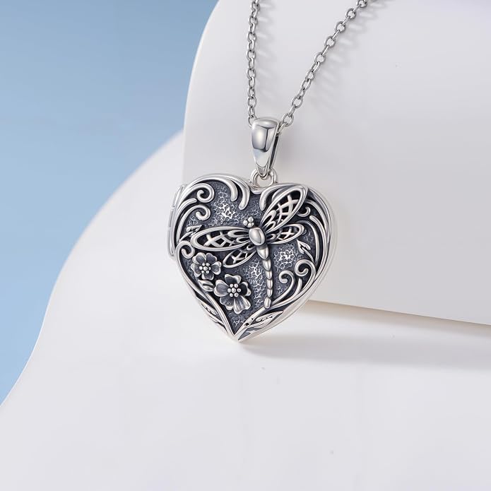TOUPOP Heart Locket Necklace 925 Sterling Silver Love Locket that Holds Pictures Gifts for Women Her