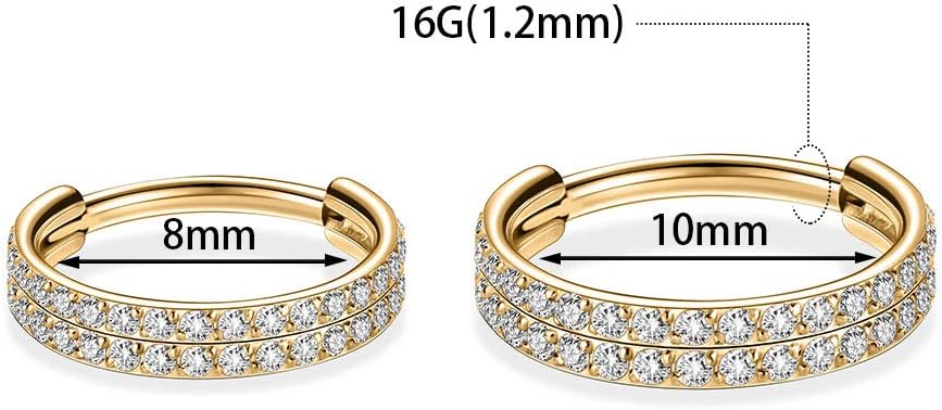 316L Surgical Steel Septum Clicker Ring Nose Ring Hoop Sleeper Hoop Earring Helix Rook Conch Cartilage Daith Tragus Earrings Lobe Nose Piercing Jewelry for Women