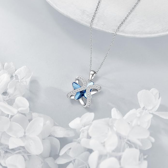 Crystal Necklace 925 Sterling Silver Crystal Pendant Necklace for Women Gift for Women