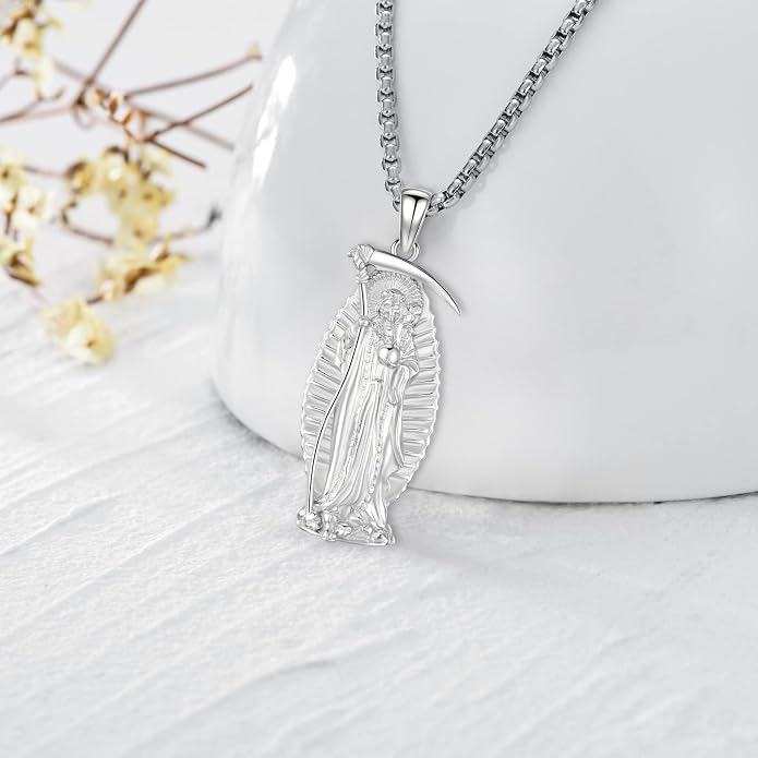 Pentagram/Celtic Knot/Witches Knot/Santa Muerte/Triple Moon Goddess/Baphomet/Hecate Necklace Sterling Silver Magic Wiccan Amulet Pagan Jewelry for Women Men