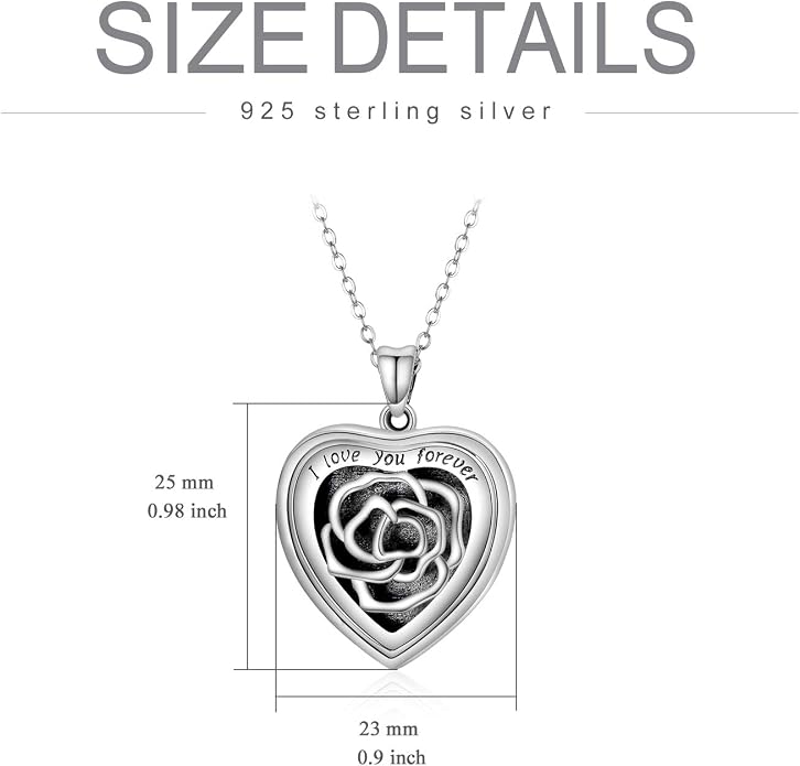 SOULMEET Personalized Silver Locket Necklace That Holds Pictures Photo Keep Someone Near to You, Memorial Custom Lockets Necklaces Letters Engraving for His Her