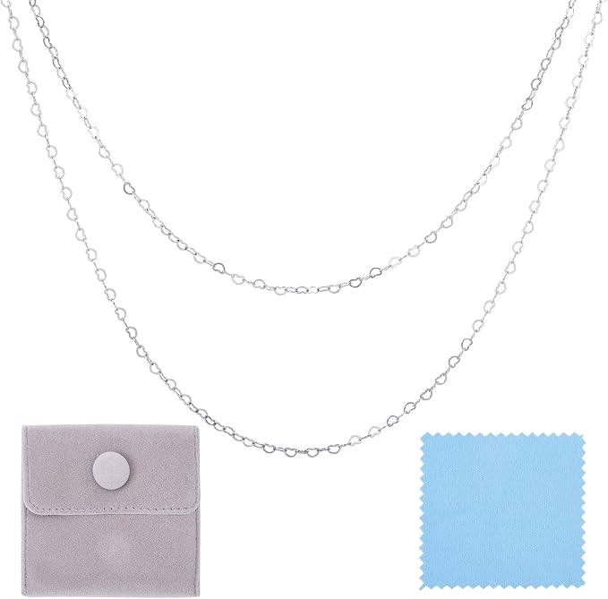 Sterling Silver Heart Chain 3x4mm 3.28 Feet Silver Heart Link Chain Necklace Permanent Bracelet Kit for Women Men Necklace Making