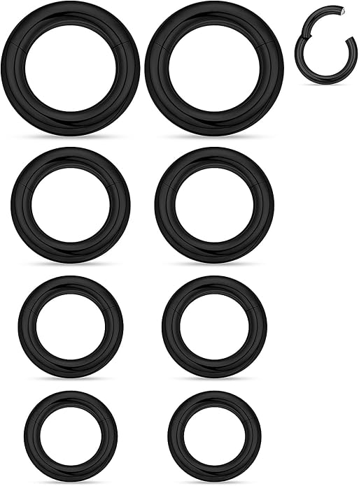 20G-2G Surgical Steel Hinged Clicker Septum Nose Rings Gauges Earrings Seamless Hoops Eyebrow Lip Ring Cliker Helix Tragus Daith Rook Earrings for Women Men