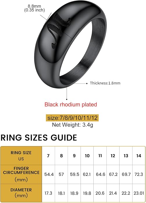 GOLDCHIC JEWELRY Chunky Dome Ring for Women, Stainless Steel Bold Stacking Croissant Statement Ring For Men (Size 7-12, Custom)