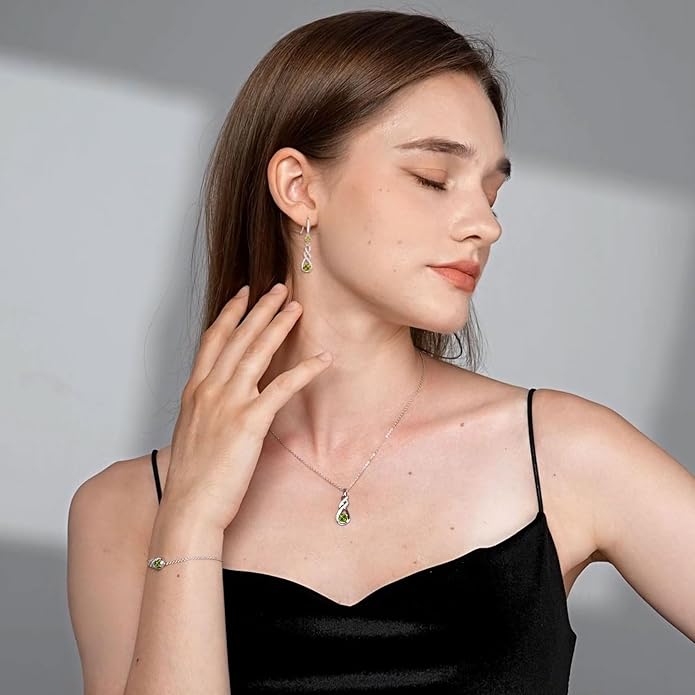 Birthstone Necklaces for Women 925 Sterling Silver Infinity Pendant Created Gemstone Jewelry for Her, 16"+2"