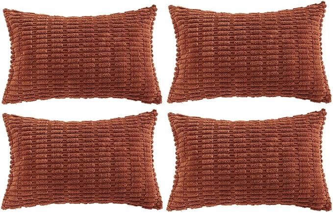 Fancy Homi 4 Packs Decorative Throw Pillow Covers for Living Room Couch Bed, Modern Farmhouse Boho Home Décor Accent Cushion Case, 24" x 12", Rust
