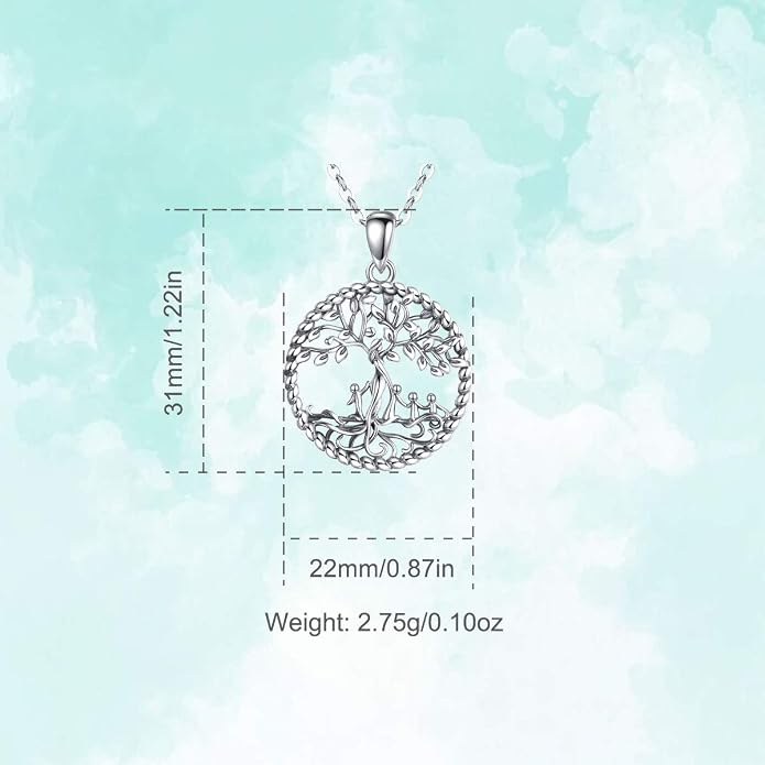 Vito 925 Sterling Silver Tree of Life Necklace for Women, Mother Tree Pendant for Mom Mother Necklace Mother's Day Jewelry Gift for Wife Grandma, 18/22 Inch Chain