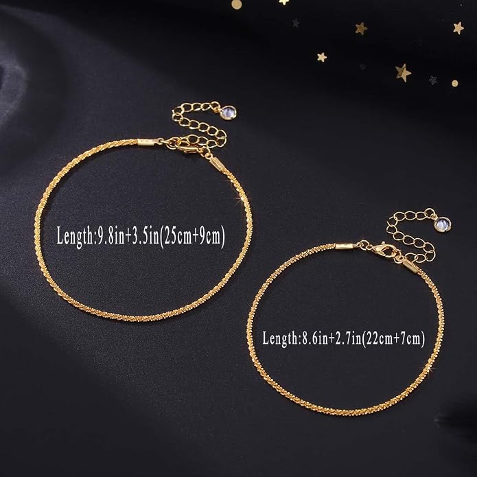 Yalice 925 Sterling Silver Ankle Bracelets for Women Dainty 14K Gold Plated Anklets Set Shiny Waterproof Ankle Chain Cross Beach Foot Jewelry Gifts