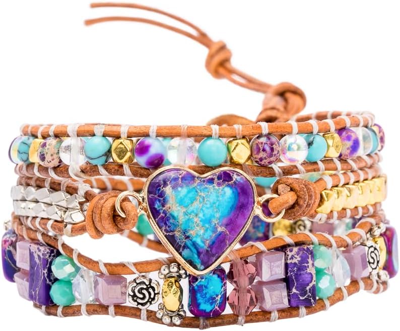 YGLINE Natural Stone Bracelet 3 Wraps Bracelet Handmade Boho Bracelet for Women Bracelet