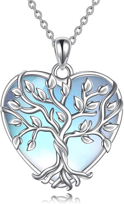 YAFEINI 925 Sterling Silver Moonstone Necklace Filigree Teardrop Pendant Necklace Jewelry for Women Girls