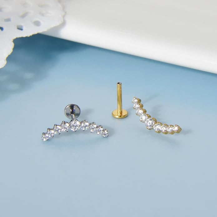 Lantine G23 Titanium Helix Piercing Jewelry Opal 16g Flat Back Stud Earrings Climber Labret Cartilage Tragus Daith Piercing Jewelry
