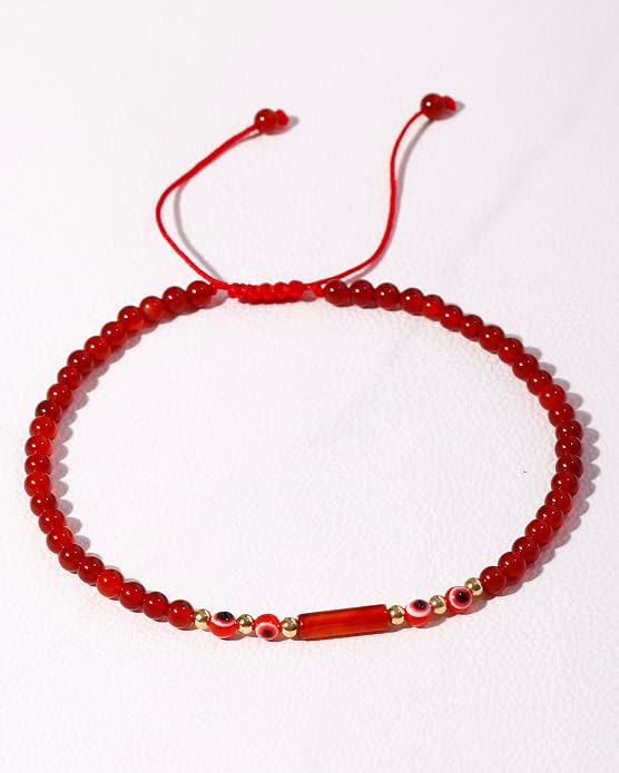 Spiritual Agate Evil Eye Beaded Anklet Protection Beach Jewelry