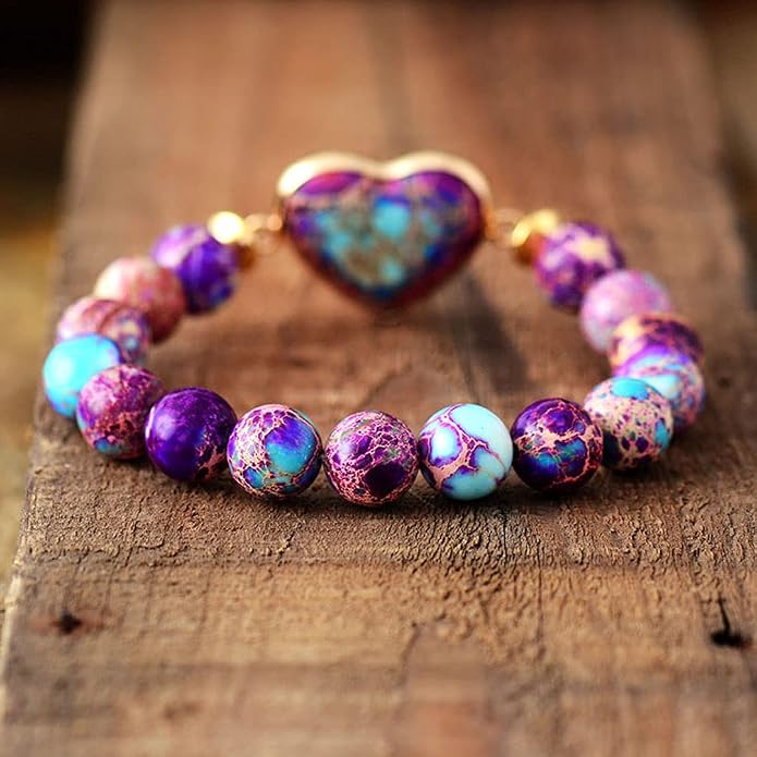 Women Wrap Bracelet Boho Natural Jasper Crystal Stone Beads Strand Bracelets