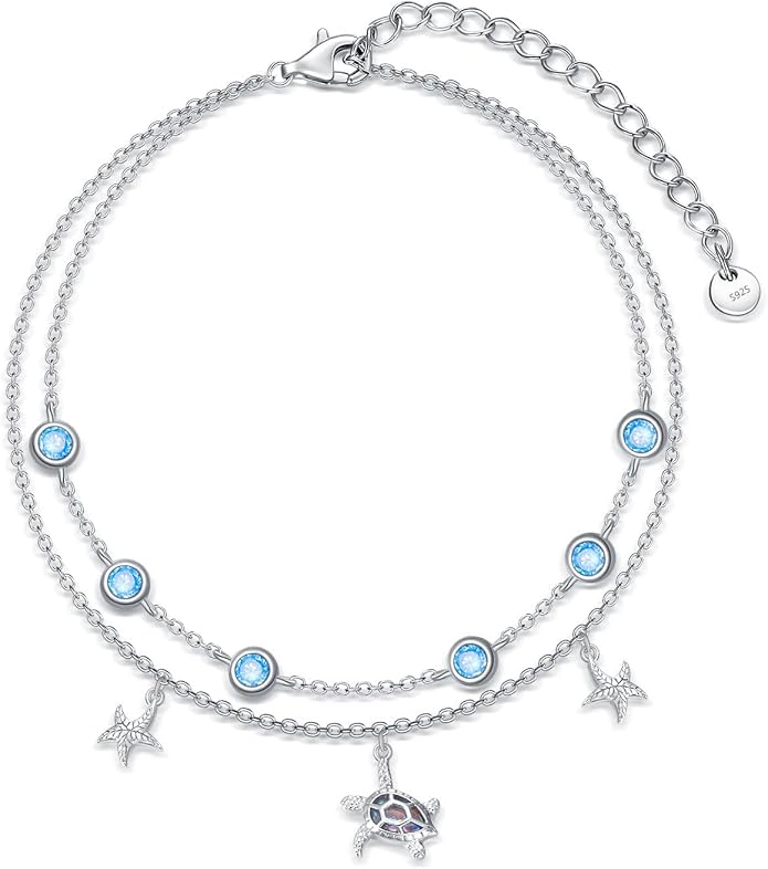 Dorunmo Anklet Bracelets For Women 925 Sterling Silver Birthstone/Infinity/Butterfly/Evil Eye/Turtle/Pineapple/Starfish/Heart Anklets Bracelets Jewelry Gifts for Women