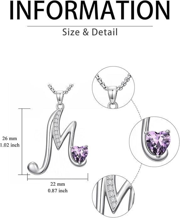 Birthday Gifts for Women Alphabet A to Z Initial Birthstone Pendant Necklaces for Women - 18k White Gold Plated Personalized Name Jewelry Anniversary Graduation Gifts for Wife Her Daughter Girlfriend(with Gift Box)