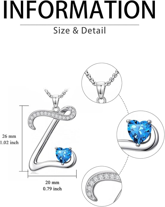 Birthday Gifts for Women Alphabet A to Z Initial Birthstone Pendant Necklaces for Women - 18k White Gold Plated Personalized Name Jewelry Anniversary Graduation Gifts for Wife Her Daughter Girlfriend(with Gift Box)