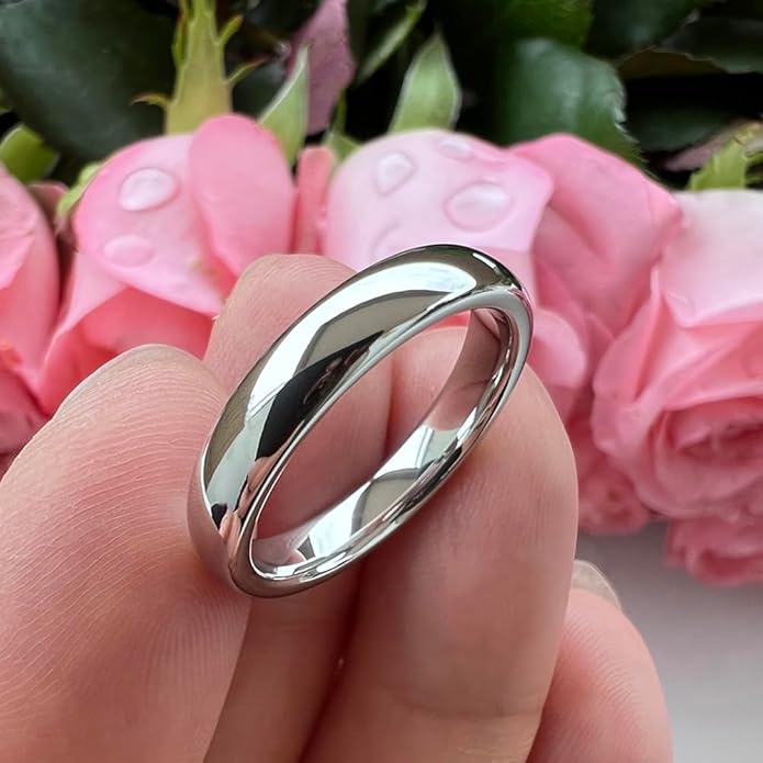 TUTISS 2mm 3mm 4mm 5mm 6mm 7mm 8mm 10mm White Tungsten Rings for Men Women Engagement Wedding Bands Domed Polished Shiny Comfort Fit