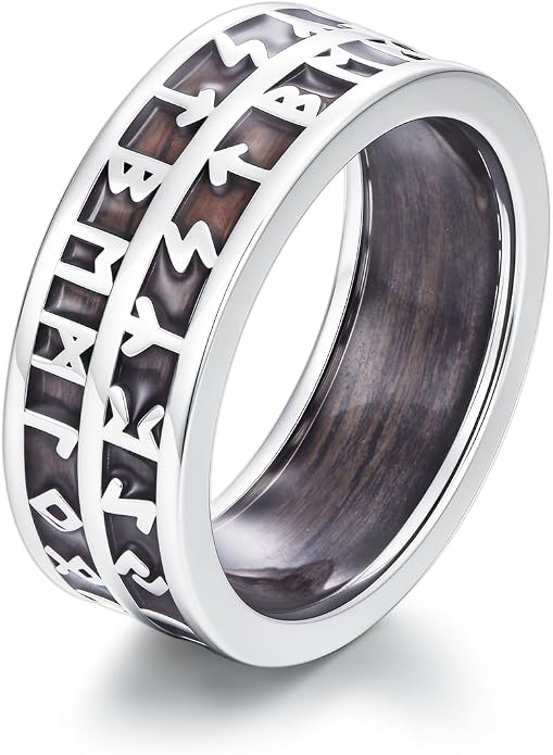 Wooden Celtic/Cross Ring 925 Sterling Silver Wedding Band Wood Mens Rings Engagement Ring Jewelry Gift for Men Women Size 8-14