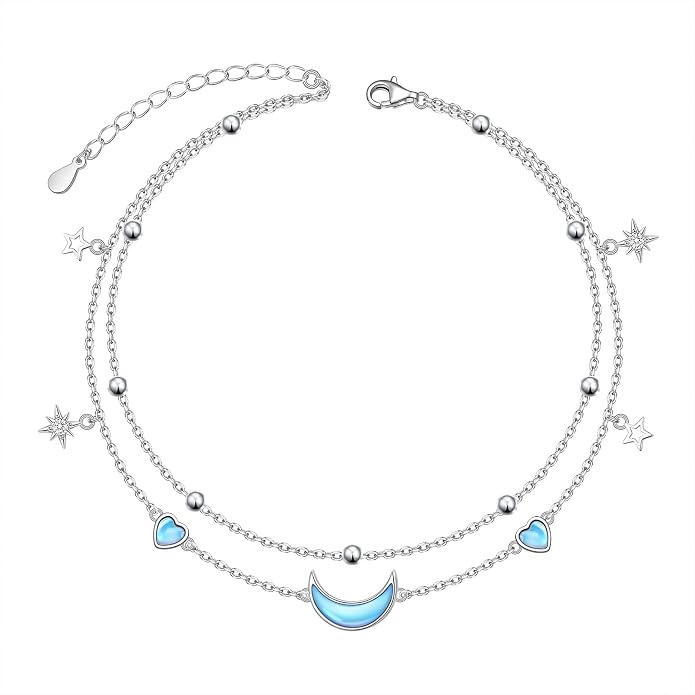 S925 Sterling Silver Ankle Bracelets Butterfly/Evil Eye/Anchor/infinity/Beach Anklet for Women Opal Moonstone Foot Chain Beach Jewelry