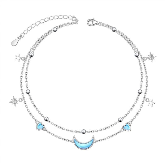 S925 Sterling Silver Ankle Bracelets Butterfly/Evil Eye/Anchor/infinity/Beach Anklet for Women Opal Moonstone Foot Chain Beach Jewelry