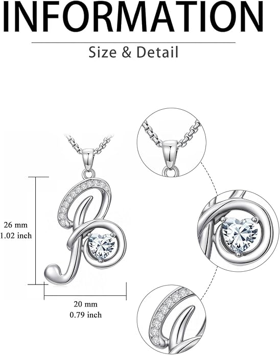 Birthday Gifts for Women Alphabet A to Z Initial Birthstone Pendant Necklaces for Women - 18k White Gold Plated Personalized Name Jewelry Anniversary Graduation Gifts for Wife Her Daughter Girlfriend(with Gift Box)