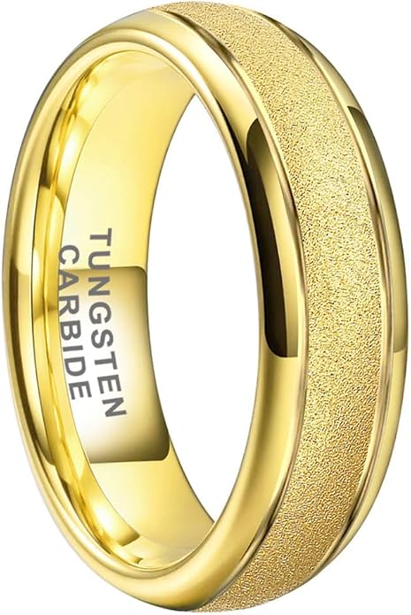 TUTISS 6mm 8mm Black/Gold/Rose Gold/White Tungsten Rings for Men Women Fashion Engagement Wedding Bands Sandblasted Finish I Love You Engraved Comfort Fit