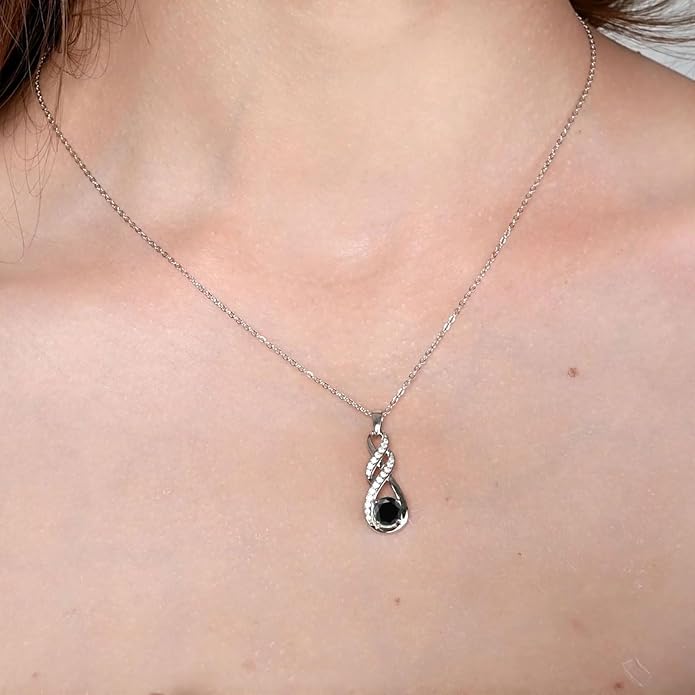 Birthstone Necklaces for Women 925 Sterling Silver Infinity Pendant Created Gemstone Jewelry for Her, 16"+2"
