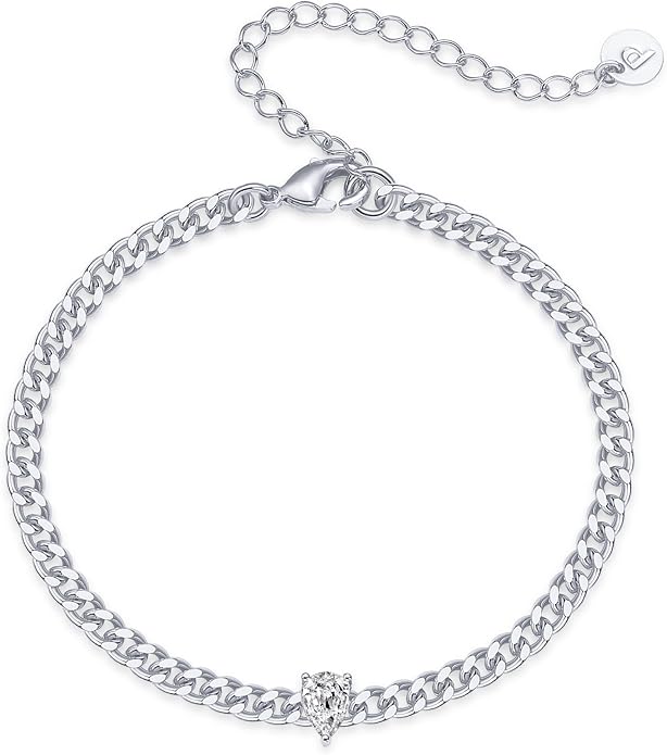PAVOI 14K Gold Plated Cubic Zirconia Solitaire Diamond Bracelet | Bridesmaid Bracelets | Curb Cable Bracelets for Women