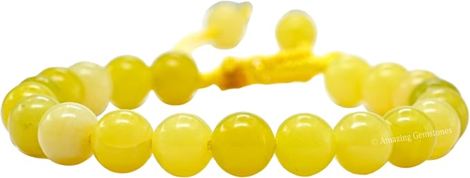 Amazing Gemstone Lemon Jade Bracelet for Women Men's Gifts - Protection Healing Crystal Bracelet - 8mm Gemstones Beaded Adjustable Bracelet Pulseras para Hombres Mujer Stocking Stuffers