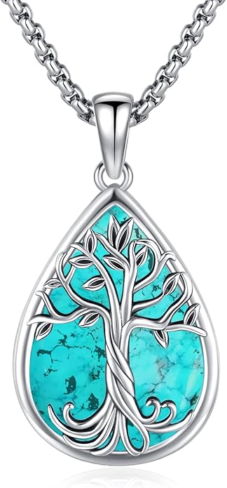Turquoise Jewelry for Women Men 925 Sterling Silver Pendant Urn Necklaces for Ashes Picture Locket Necklace Thor Hammer Yggdrasil Virgen De Guadalupe St Michael Christopher Judas Witches Knot Necklace