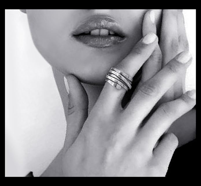 925 Sterling Silver Ring Minimalist Adjustable Rings Band Handmade Rings for Women Girls