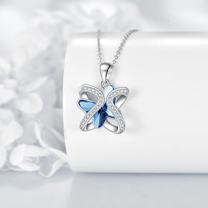 Crystal Necklace 925 Sterling Silver Crystal Pendant Necklace for Women Gift for Women