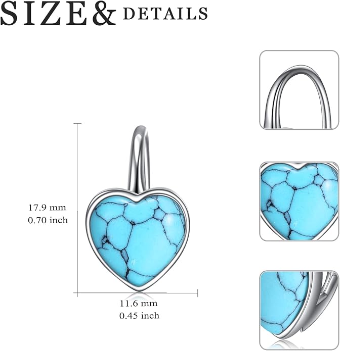 WINNICACA Leverback Earrings for Women 925 Sterling Silver Tree of Life Earrings Dangle Drop Turquoise Moonstone Moss Agate Heart Jewelry Gifts for Women Her Wife Anniversary Birthday Gifts