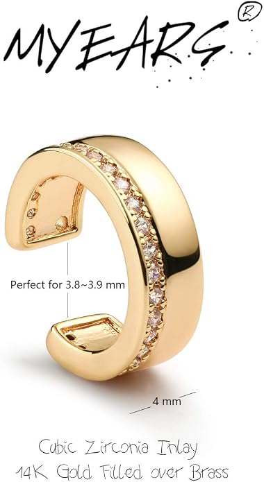 MYEARS Women Ear Cuff Earring Gold Non Pierced Ear Cartilage Clip on Wrap Hoop 14K Gold Filled Tiny Boho Beach Simple Minimalist Delicate Handmade Hypoallergenic Jewelry Gift-Sold as Single/Pair