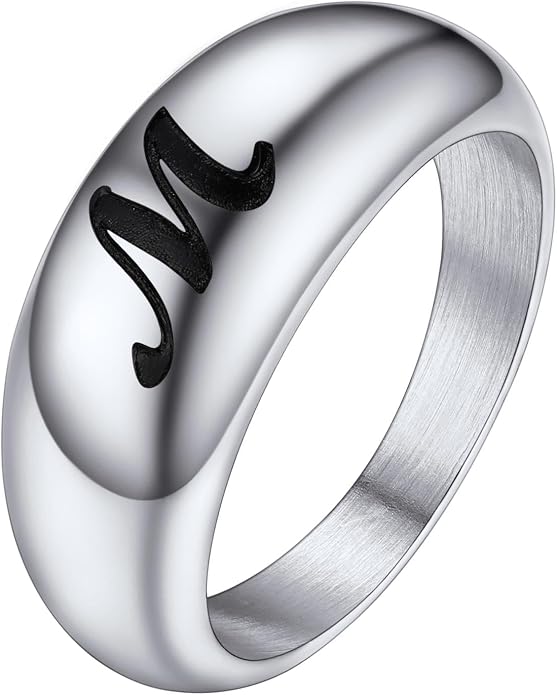 GOLDCHIC JEWELRY Chunky Dome Ring for Women, Stainless Steel Bold Stacking Croissant Statement Ring For Men (Size 7-12, Custom)