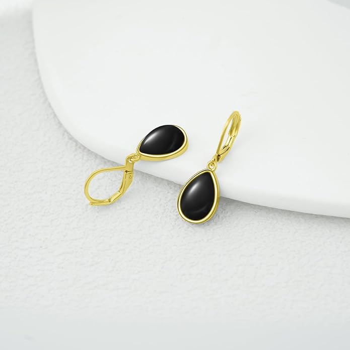 Larimar/Star/Dragonfly/Sunflower/Moonstone/Black Onyx Earrings for Women Leverback Dangle Earrings Hypoallergenic Jewelry for Women