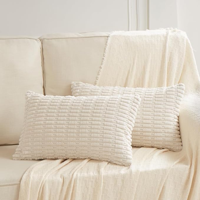 Fancy Homi 4 Packs Decorative Throw Pillow Covers for Living Room Couch Bed, Modern Farmhouse Boho Home Décor Accent Cushion Case, 24" x 16", Cream