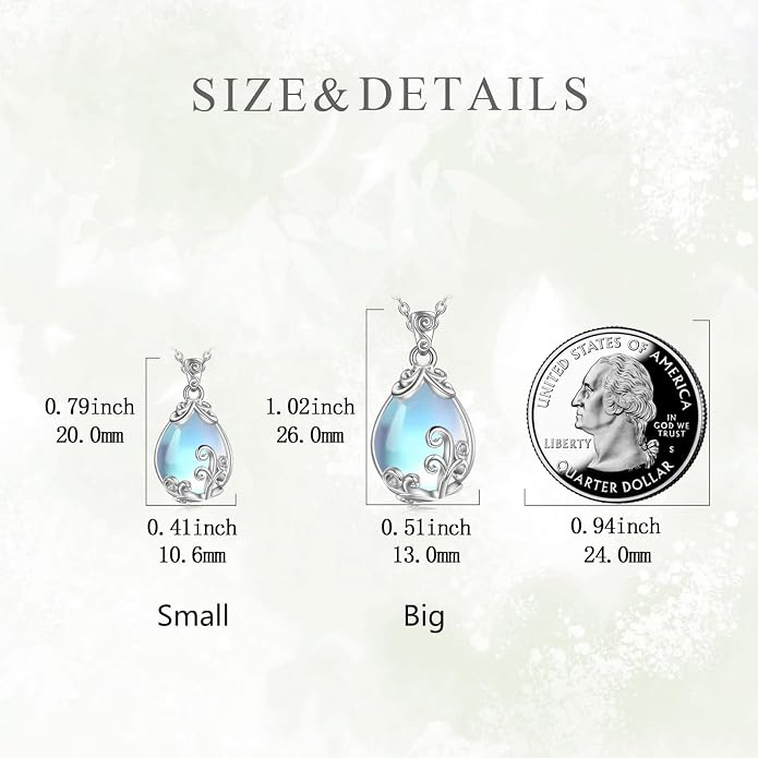 POPLYKE Sterling Silver Gemstone Teardrop Pendant Necklace Crystal Jewelry for Women