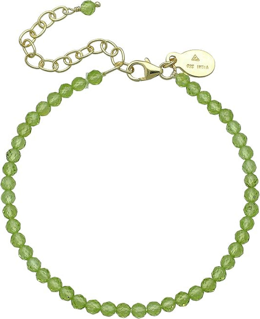 Faceted Bracelet for Women, Certified 925 Sterling Silver with 18K Gold Vermeil Healing Crystal Bracelets for Women - Crystals and Healing Stone Bracelet Women Jewelry for Gift
