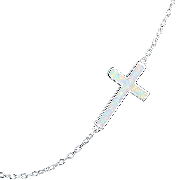 PRAYMOS Faith Cross Necklace for Women 925 Sterling Silver Pendant Necklace With Birthstone Initial Christian Religious Confirmation Baptism Mothers Day Gifts