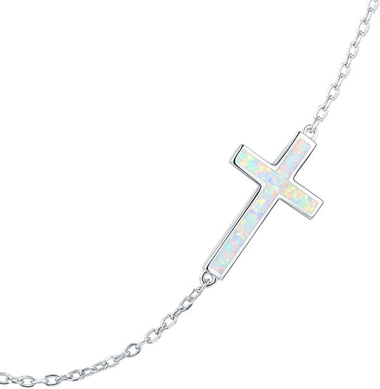 PRAYMOS Faith Cross Necklace for Women 925 Sterling Silver Pendant Necklace With Birthstone Initial Christian Religious Confirmation Baptism Mothers Day Gifts