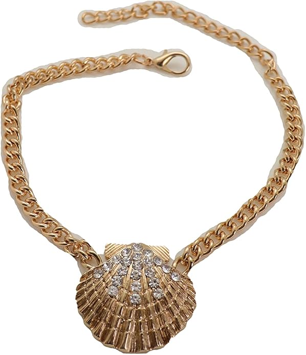 Women Western Fashion Jewelry Gold Metal Boot Chain Bracelet Shoe Anklet Bling Seashell Charm Vacation PAIR BC151