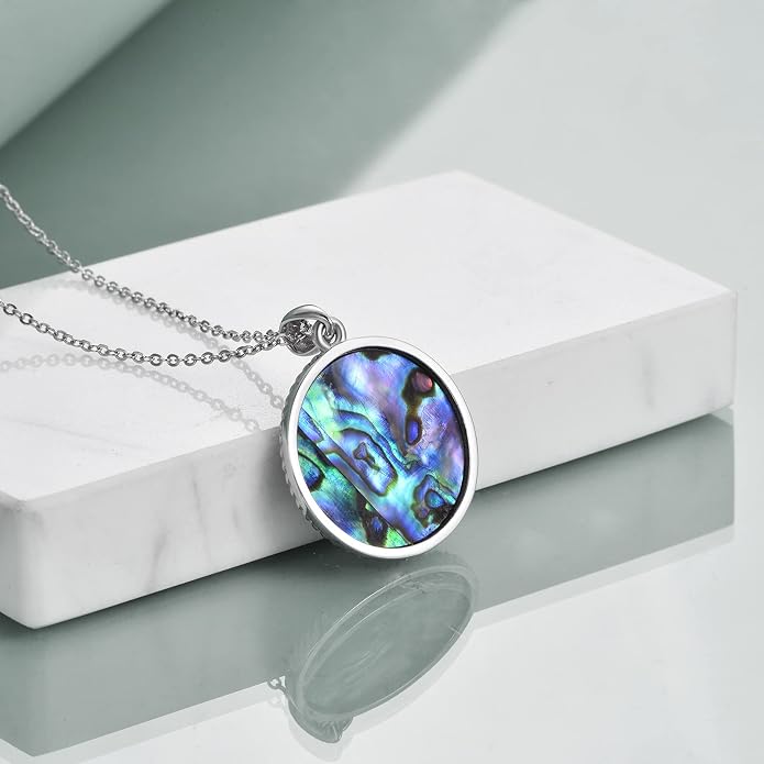 ONEFINITY Tree of Life Necklace for Women Sterling Silver Abalone Shell Crystal Tree of Life Pendant Necklace Family Tree Jewelry for Mom Daughter Sister Girls Christmas Gifts
