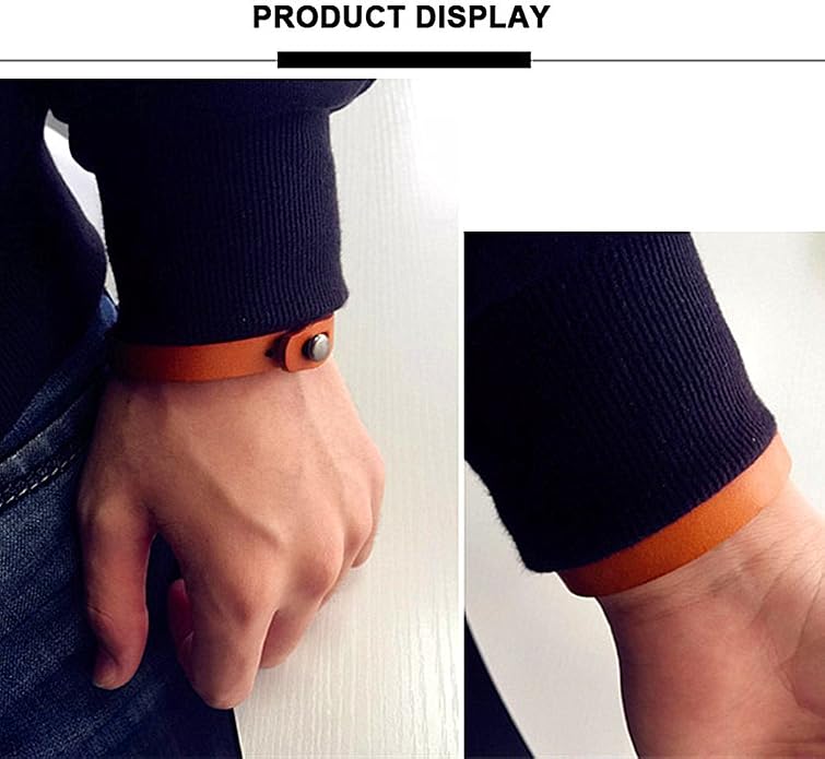 Mens Genuine Leather Bracelet - Handmade Adjustable Leather Cuff Bracelet punk Style leather wrap Wristband for Men