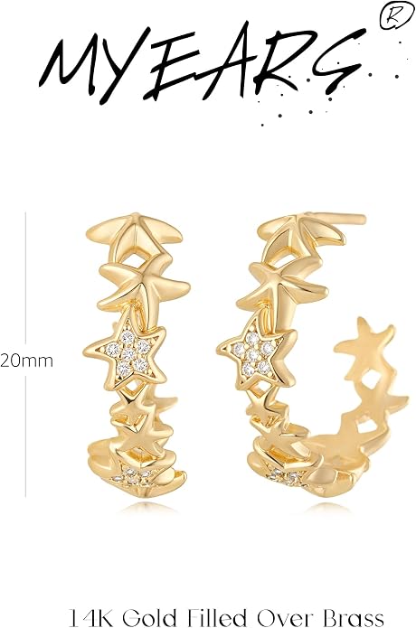 MYEARS Women Hoop Earrings Gold 14K Gold Filled Small Simple Handmade Hypoallergenic Everyday Illusion Jewelry