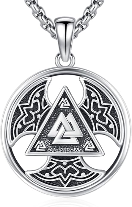 Thors Hammer Necklace/Viking Tree of Life/Valknut/Vegvisir/Triskelion/Sword/Spear Point Arrowhead/Urn Necklace for Ashes/Compass Necklace 925 Sterling Silver Amulet Jewelry for Men Women