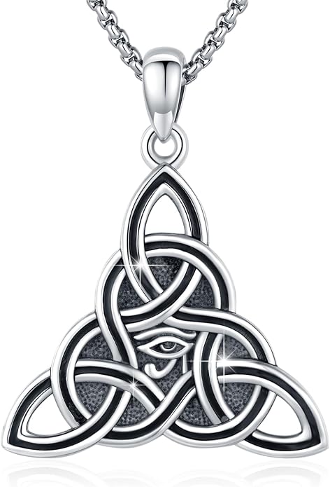 Celtic Knot Necklace 925 Sterling Silver Raven/Compass/Triquetral/Pentagram Celtic Viking Pendant Egyptian Jewelry Gifts for Men