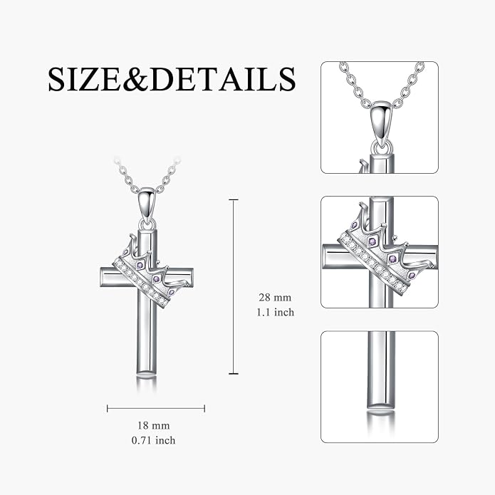 Cross Necklace for Women 925 Sterling Silver Crucifix Pendant Christian Cross Jewelry for Women Men
