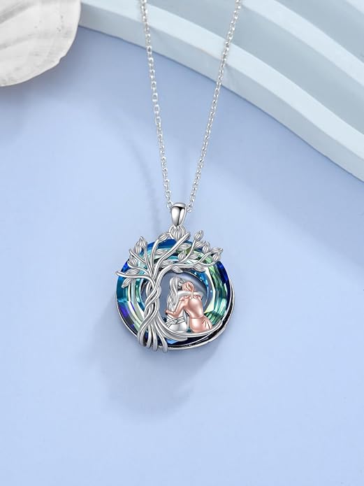 Sisters Necklace Sterling Silver Always My Sister Forever My Friend Jewelry Tree of Life Palm Trees Necklace for Women Female Friendship Jewelry