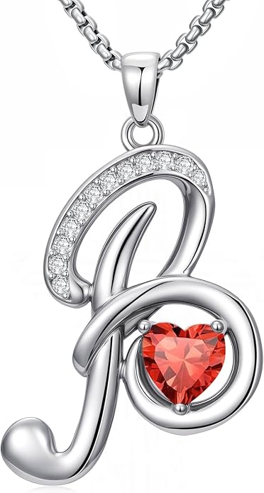 Birthday Gifts for Women Alphabet A to Z Initial Birthstone Pendant Necklaces for Women - 18k White Gold Plated Personalized Name Jewelry Anniversary Graduation Gifts for Wife Her Daughter Girlfriend(with Gift Box)